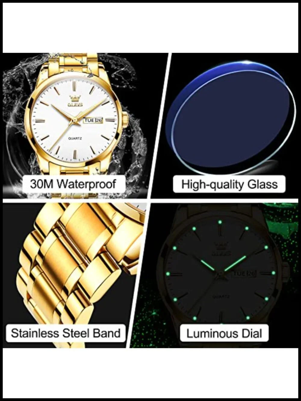 Men's Luxury Stainless Steel Watch Big Face Dress Analog Date
